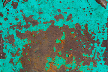 Rusted painted steel background. High resolution image of rusted blue abstract texture. Corroded turquoise metal background. Rusty metal surface with streaks of rust. Rusty corrosion. - 404442772
