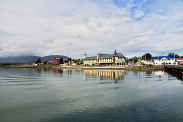 The promenade in the center of Puerto Natales, Chile