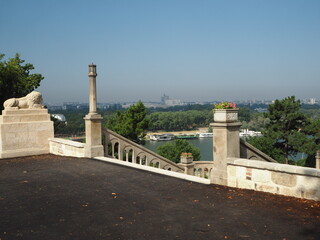 Kalemegdan Park, Belgrade Serbia. Danube river view