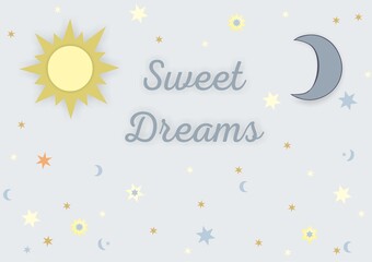 Fototapeta na wymiar Baby background with sweet dreams text
