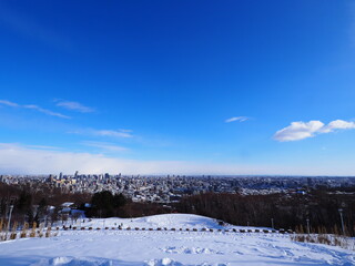 Fototapeta na wymiar 旭山記念公園からみた冬の札幌市内