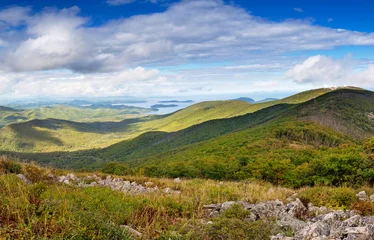 Fototapeten Tropischer Strand Russia. Far East. Seaside. Sea of Japan. The area of the village called Olga. Beautiful view from the mountain to the bay named after Vladimir  © voldemar992