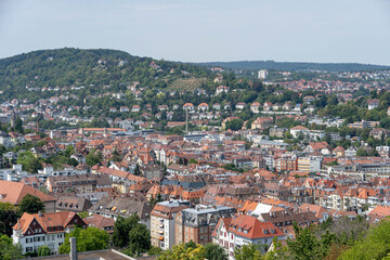 Fototapeta na wymiar Red brick houses on hills of Weinsteige outside Stuttgart Germany