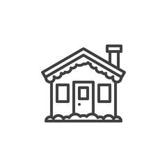 Winter house line icon. linear style sign for mobile concept and web design. Snow home outline vector icon. Symbol, logo illustration. Vector graphics