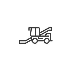 Snow removal truck line icon. linear style sign for mobile concept and web design. Snow cleaning machine outline vector icon. Symbol, logo illustration. Vector graphics