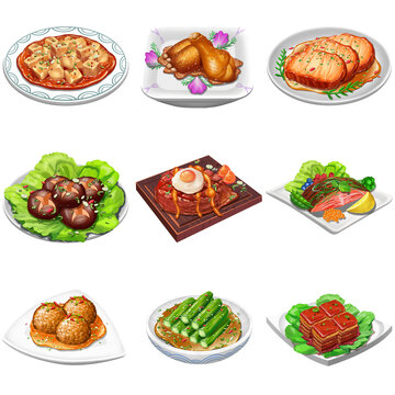 Delicious Food from all over the world. Food Set. Realistic Illustration. Cartoon Objects. Serious Food Painting. Game Items. Video Game Assets Collection. Digital CG Artwork. Book Illustration Set.
