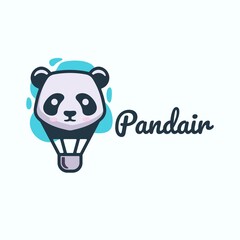 Vector Logo Illustration Panda Air Simple Mascot Style.