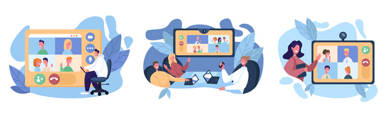 Fototapeta premium Set of web video conference