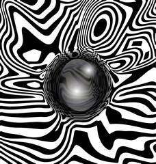 vector illustration black white abstract lines and ball