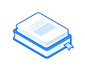 Isometric blue and white stack of books