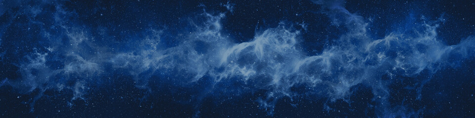 Nebula and stars in night sky web banner. Space background.