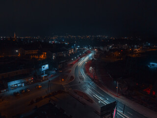 Fototapeta na wymiar Night panorama of the city from the air
