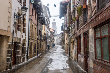 beautiful street of otxandio basque town, Spain
