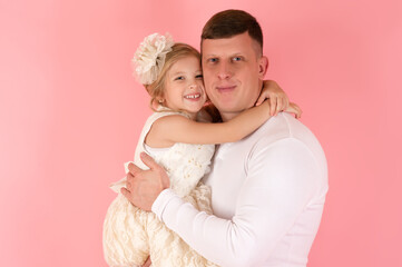 portrait happy father and daughter