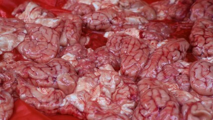 fresh raw meat of pork, beef, rib and innards