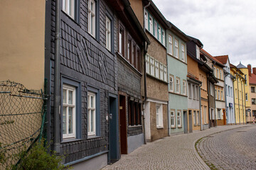 Fototapeta na wymiar beautiful timber-brick houses preserved in Eisenach, Germany