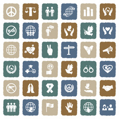 Peace Icons. Grunge Color Flat Design. Vector Illustration.