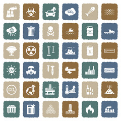 Pollution Icons. Grunge Color Flat Design. Vector Illustration.