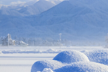 秋田県　冬の雪景色