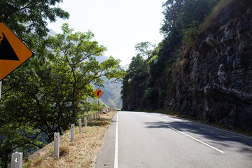 Asphalt road in the mountains in Sri Lanka.