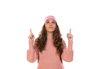 Hopeful woman with cancer wearing a thoughtful pink scarf