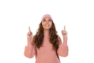 Hopeful woman with cancer wearing a thoughtful pink scarf