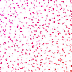 Fototapeta na wymiar Pink hearts confetti pattern background.