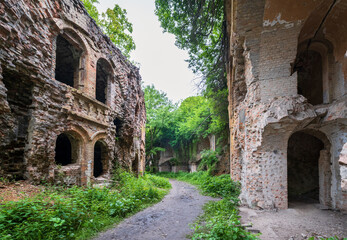 Naklejka premium Abandoned Military Tarakaniv Fort (other names - Dubno Fort, New Dubna Fortress) - a defensive structure, an architectural monument of 19th century, Tarakaniv, Rivne region, Ukraine.