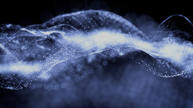 Medical Innovation concept. Scientific information represented as a High Tech Futuristic Particle Network. Abstract background. 3D render