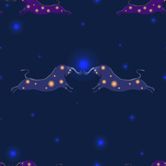 Seamless pattern star bull on a dark blue background.