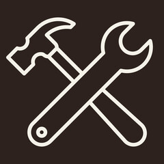 Wrench and hammer. Tool icon