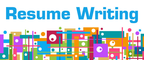 Resume Writing Colorful Random Squares Bottom Background Text 