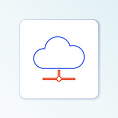 Line Network cloud connection icon isolated on white background. Social technology. Cloud computing concept. Colorful outline concept. Vector.