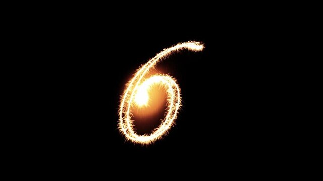 Holiday sparkler countdown from 10 with fireworks, Luma Matte