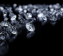 Beautiful luxury diamonds on black backgrounds - obrazy, fototapety, plakaty