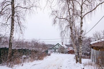 View of quiet winter Vladimir street, Russia