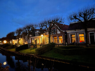 Canal at night in IJlst Friesland