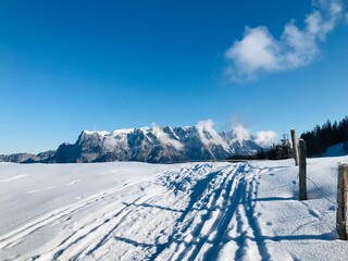 Fototapeta premium Winterlandschaft Tennengebirge Werfenweng Salzburg