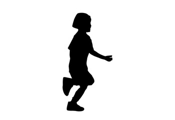 Fototapeta na wymiar Silhouette kids running Exercise with white background with clipping path