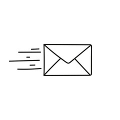 Mail delivery letter icon. Vector envelope symbol in doodle style.