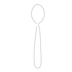 Spoon silhouette line drawing on white background, vector illustration