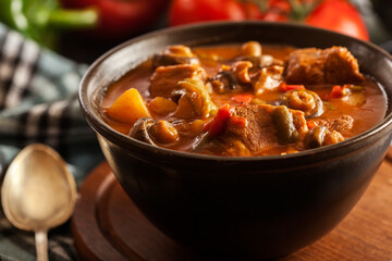 Stew soup with meat potatoes