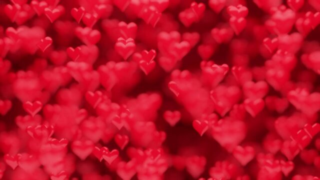 3d red flying valentine hearts motion loop moving background