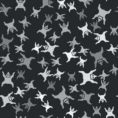 Grey Bear skin icon isolated seamless pattern on black background. Vector.