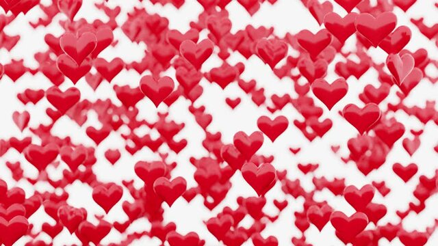 3d red flying valentine hearts motion loop moving background