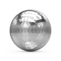 3d Rendering Metallic Polygonal Chrome Sphere on white background