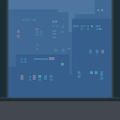 pixel art apartment window square background