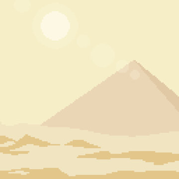 Pixel Art Desert Pyramid Square Background