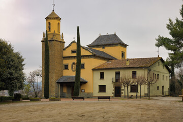View of the Sanctuary of Rocaprevera in Torello one day in late autumn. Catalonia, Spain