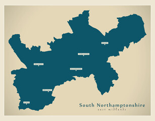 Obraz premium South Northamptonshire district map - England UK